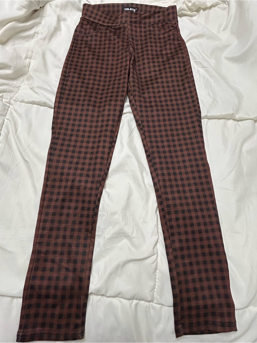 YELETE Brown & Black Checked Stretch Jogger Pants